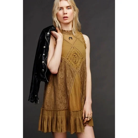 Free People | Dresses | Fp One Angel Lace Dress In Truffle | Poshmark
